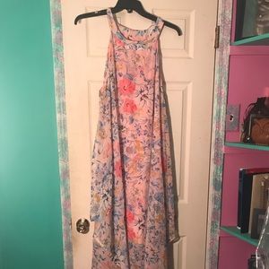 Plus size floral maxi chiffon dress